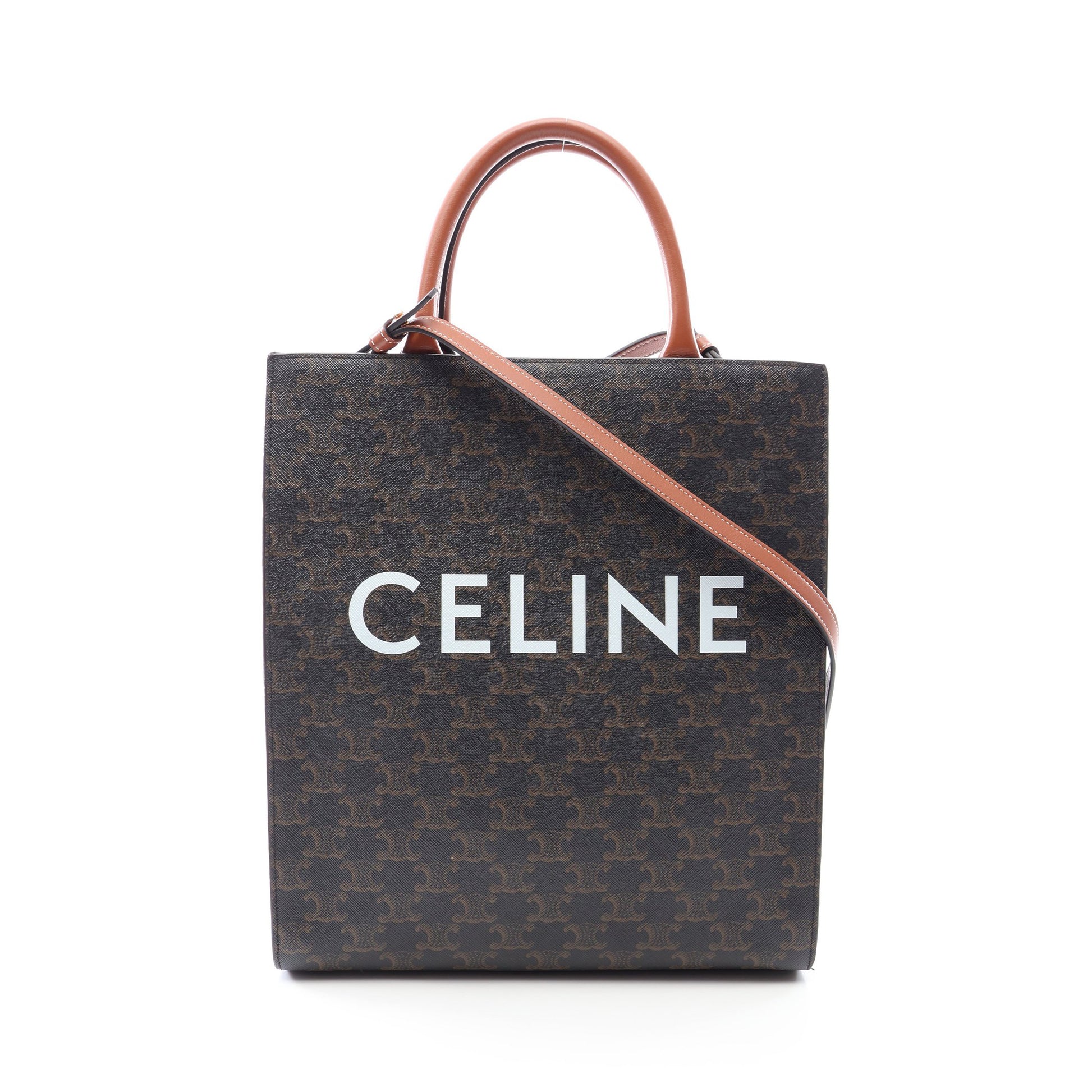 スモール バーティカル カバ トリオンフ 2WAY ハンドバッグ トートバッグ PVC レザー ブラック ブラウン セリーヌ バッグ CELINE