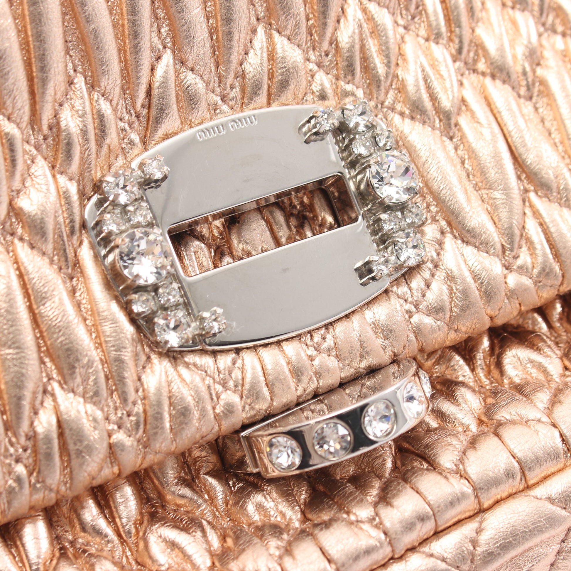 NAPPA CRYSTAL マテラッセ 2WAY チェーンショルダーバッグ レザー ピンクゴールド ミュウミュウ バッグ miu miu