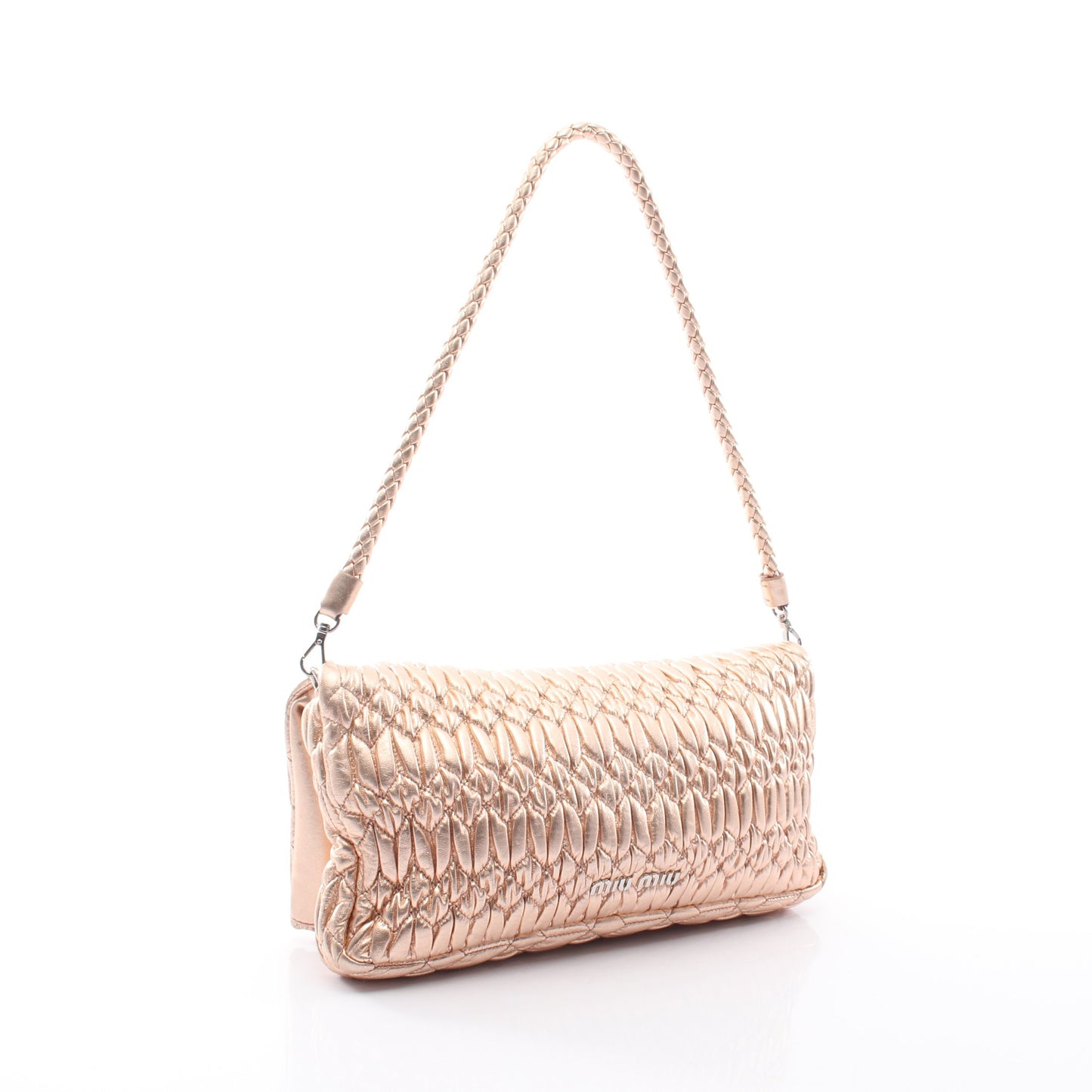 NAPPA CRYSTAL マテラッセ 2WAY チェーンショルダーバッグ レザー ピンクゴールド ミュウミュウ バッグ miu miu