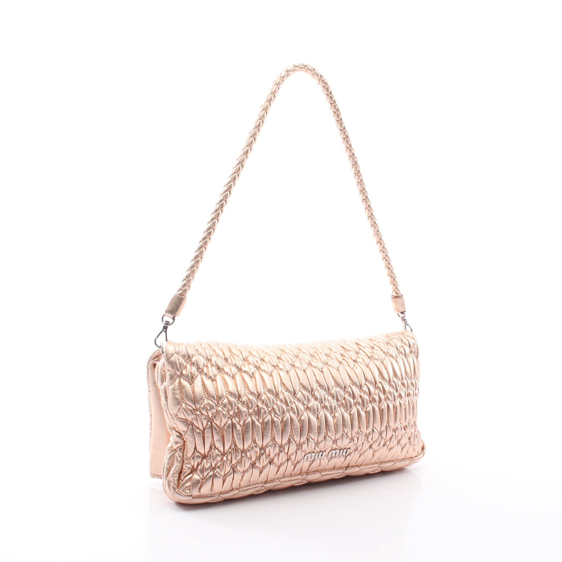 NAPPA CRYSTAL マテラッセ 2WAY チェーンショルダーバッグ レザー ピンクゴールド ミュウミュウ バッグ miu miu