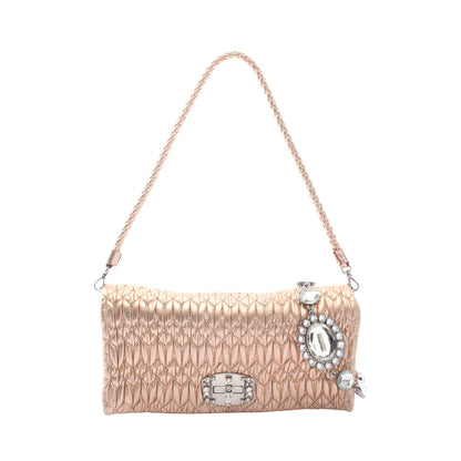 NAPPA CRYSTAL マテラッセ 2WAY チェーンショルダーバッグ レザー ピンクゴールド ミュウミュウ バッグ miu miu