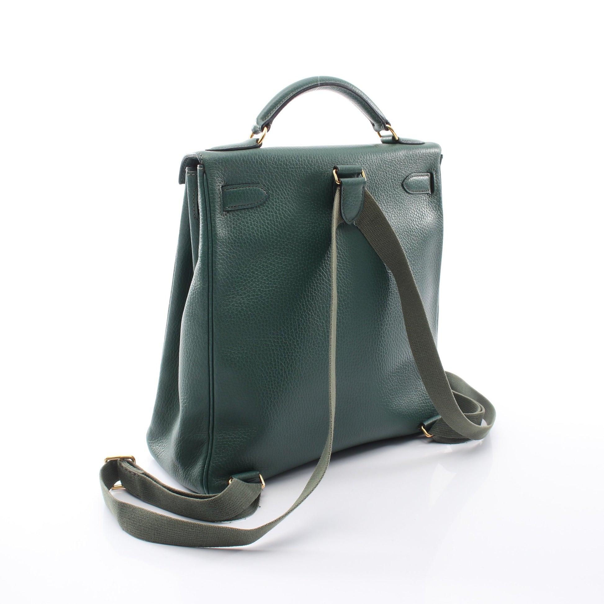 ケリーアドGM 内縫い バックパック リュックサック アルデンヌ グリーン ゴールド金具 □C刻印 エルメス バッグ HERMES