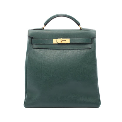 ケリーアドGM 内縫い バックパック リュックサック アルデンヌ グリーン ゴールド金具 □C刻印 エルメス バッグ HERMES