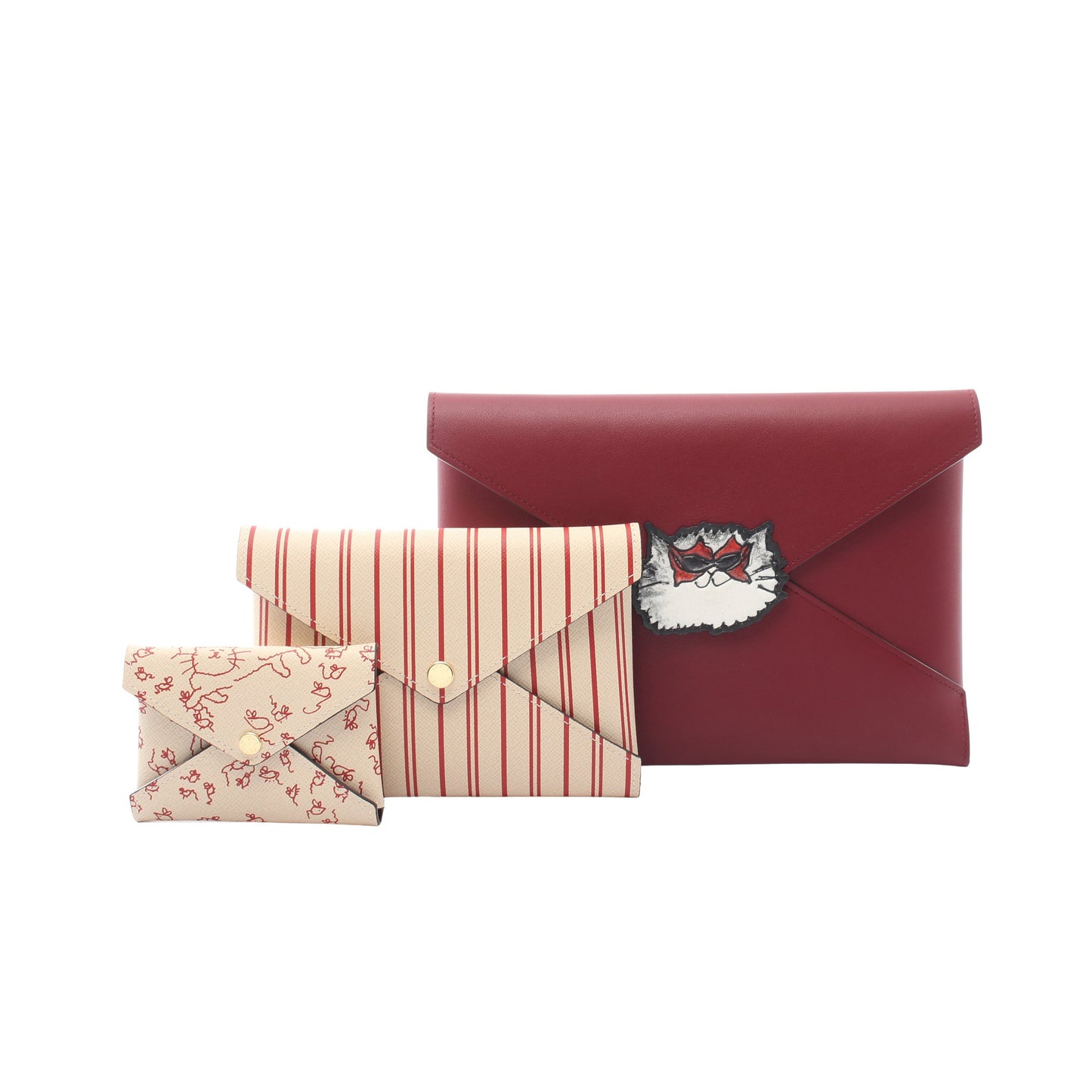 LOUIS VUITTON × Grace Coddington ポシェット キリガミ ポーチ クラッチバッグ レザー ボルドー アイボリー ルイヴィトン