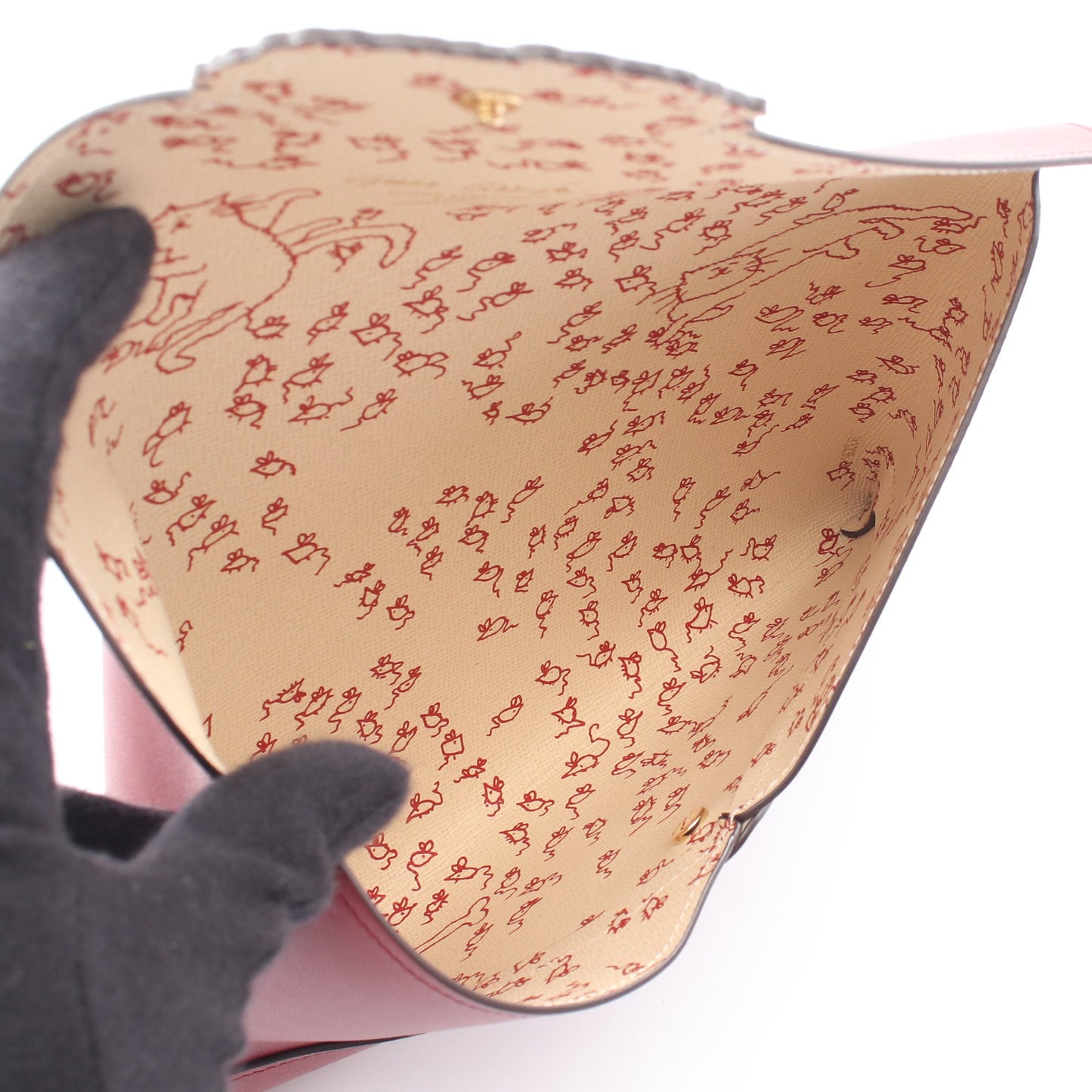 LOUIS VUITTON × Grace Coddington ポシェット キリガミ ポーチ クラッチバッグ レザー ボルドー アイボリー ルイヴィトン