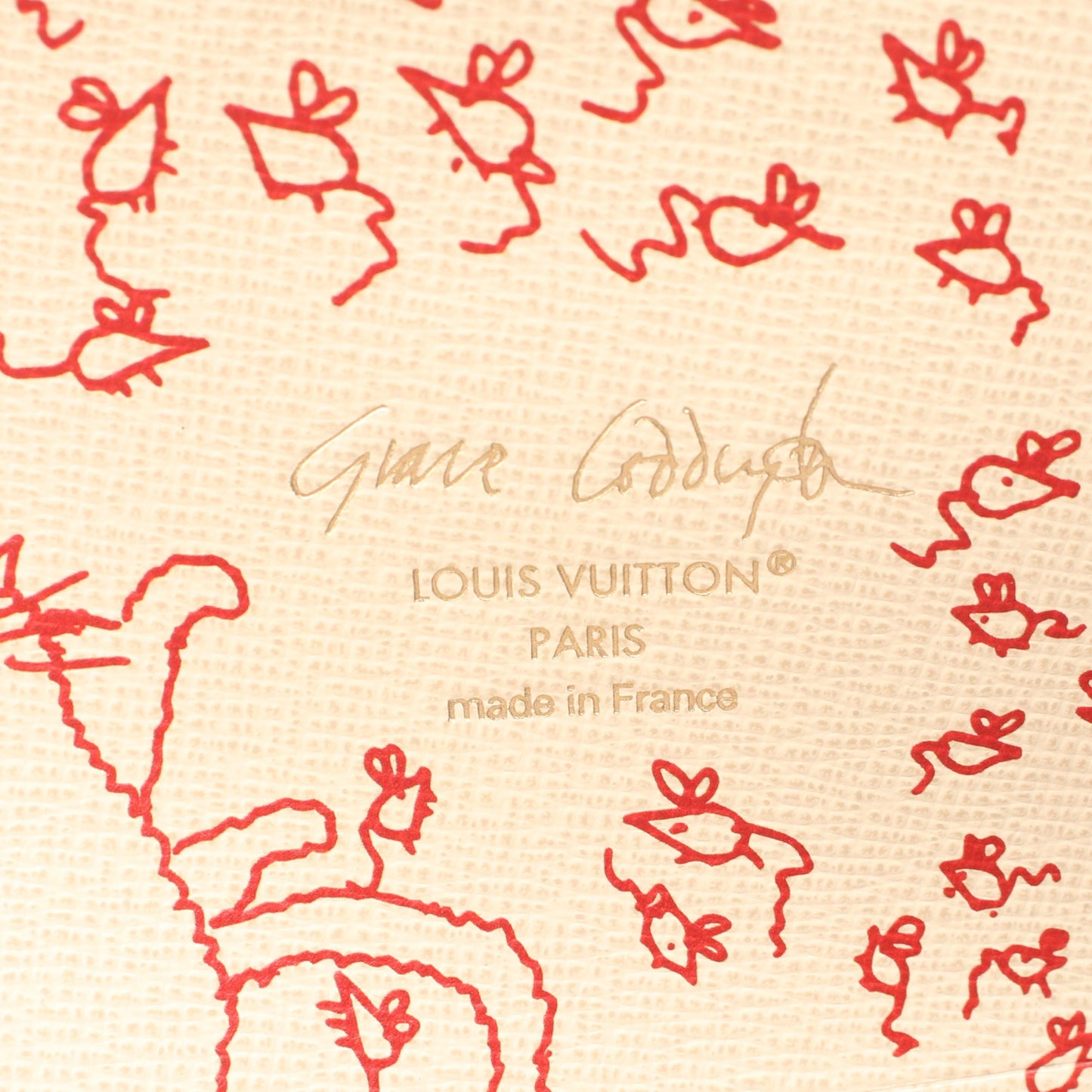 LOUIS VUITTON × Grace Coddington ポシェット キリガミ ポーチ クラッチバッグ レザー ボルドー アイボリー ルイヴィトン