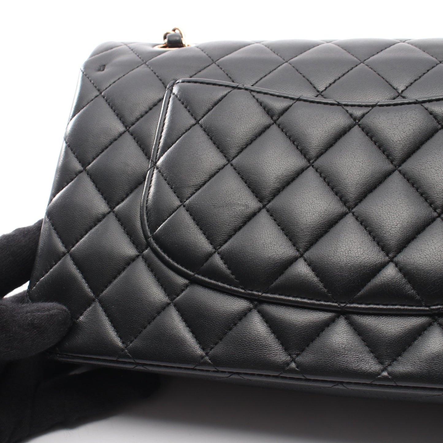 マトラッセ Wフラップ Wチェーンショルダーバッグ ラムスキン ブラック ピンクゴールド金具 シャネル バッグ CHANEL