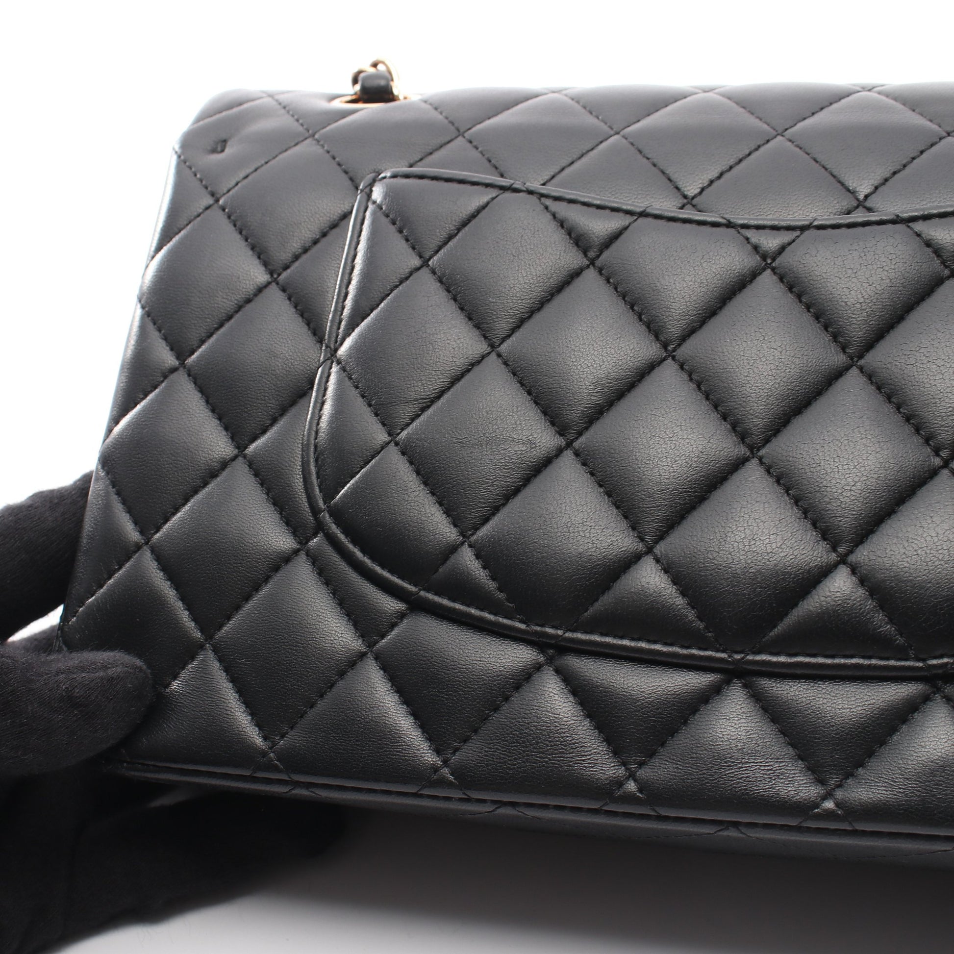 マトラッセ Wフラップ Wチェーンショルダーバッグ ラムスキン ブラック ピンクゴールド金具 シャネル バッグ CHANEL