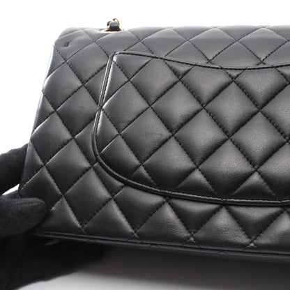 マトラッセ Wフラップ Wチェーンショルダーバッグ ラムスキン ブラック ピンクゴールド金具 シャネル バッグ CHANEL