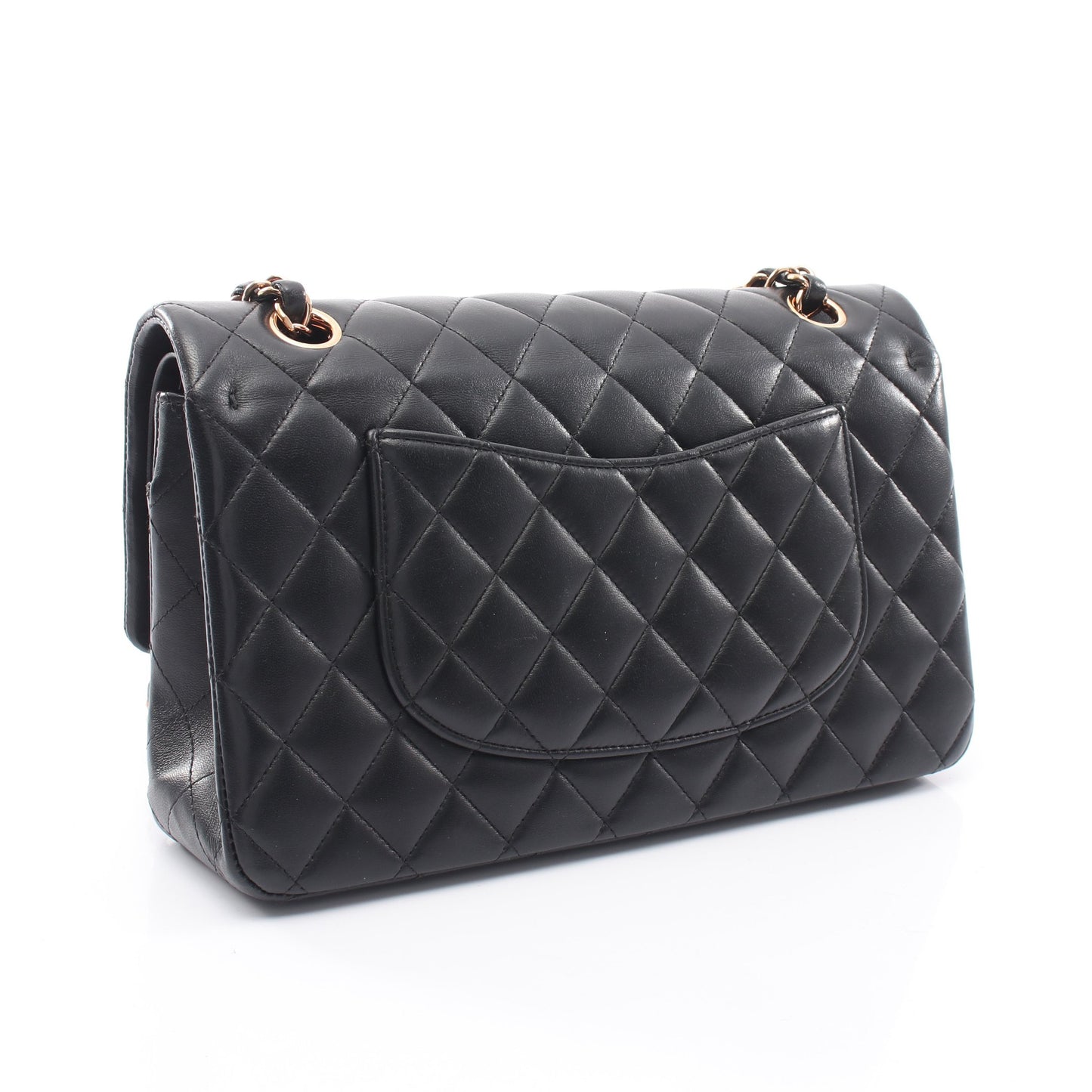 マトラッセ Wフラップ Wチェーンショルダーバッグ ラムスキン ブラック ピンクゴールド金具 シャネル バッグ CHANEL