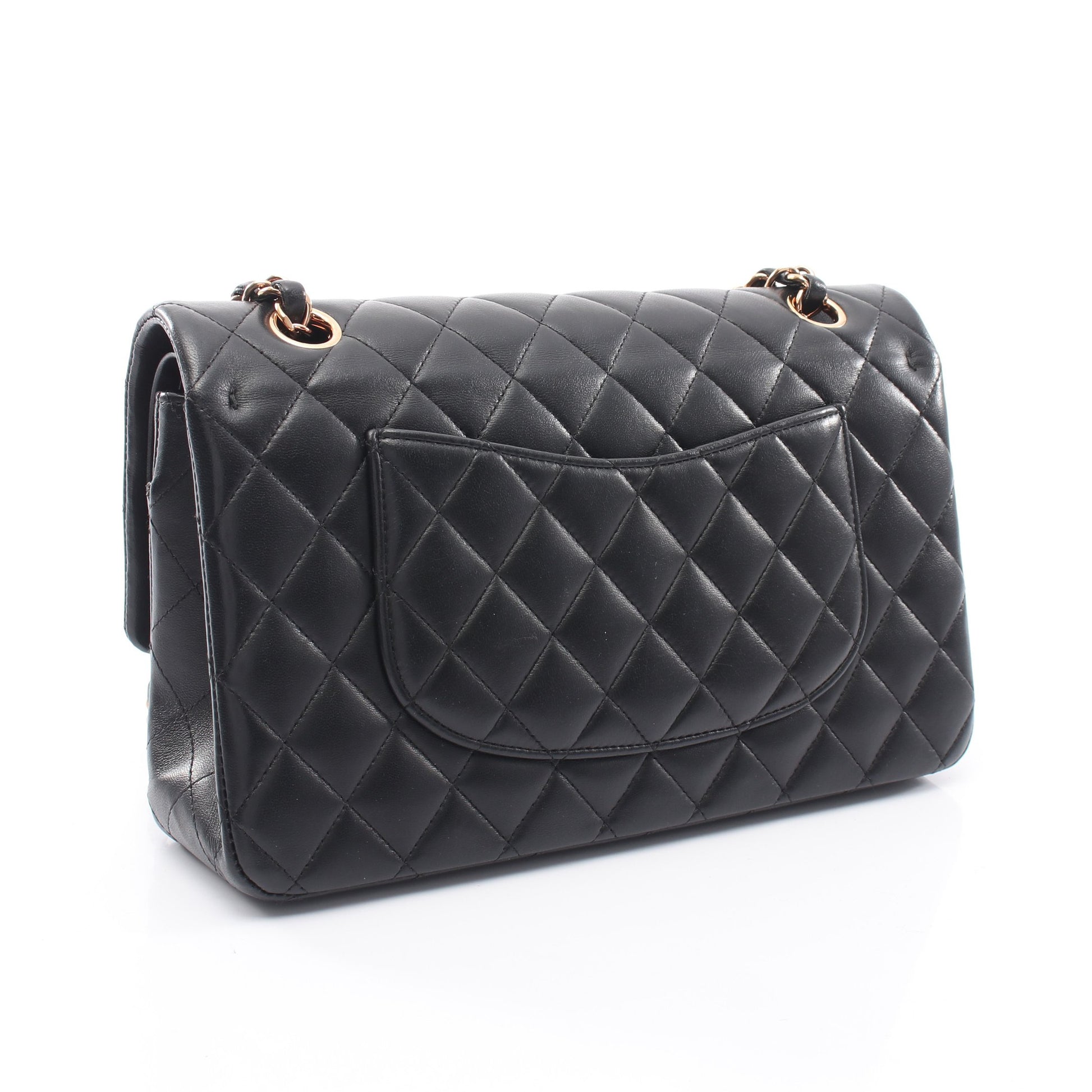 マトラッセ Wフラップ Wチェーンショルダーバッグ ラムスキン ブラック ピンクゴールド金具 シャネル バッグ CHANEL