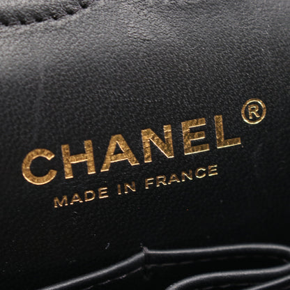 マトラッセ Wフラップ Wチェーンショルダーバッグ ラムスキン ブラック ピンクゴールド金具 シャネル バッグ CHANEL