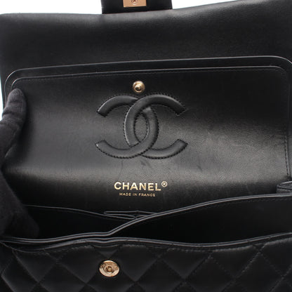 マトラッセ Wフラップ Wチェーンショルダーバッグ ラムスキン ブラック ピンクゴールド金具 シャネル バッグ CHANEL
