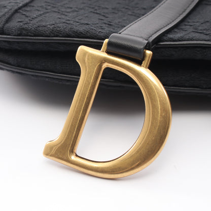 サドルバッグ オブリークジャカード ワンショルダーバッグ キャンバス レザー ブラック クリスチャンディオール バッグ Christian Dior