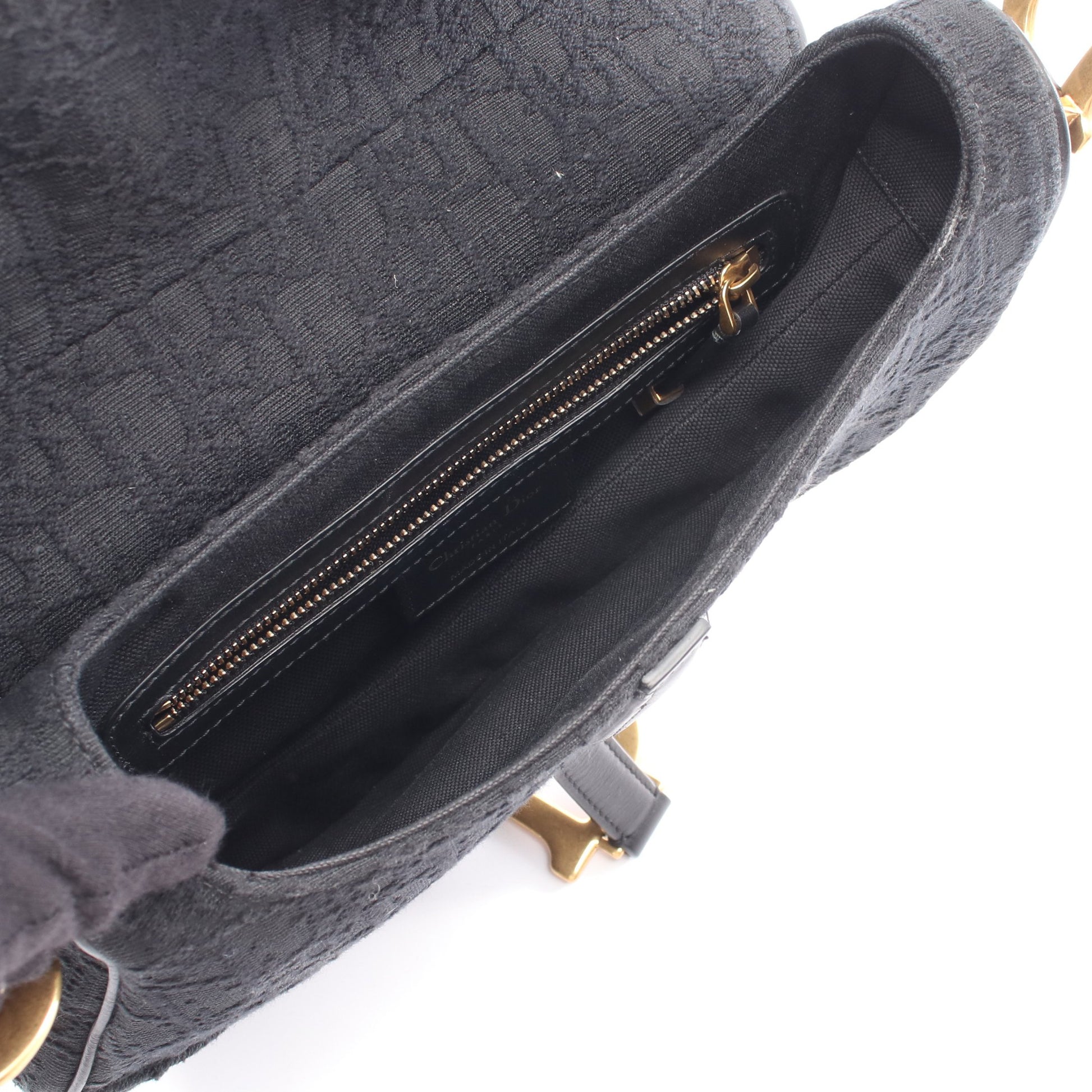 サドルバッグ オブリークジャカード ワンショルダーバッグ キャンバス レザー ブラック クリスチャンディオール バッグ Christian Dior