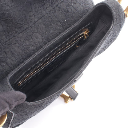 サドルバッグ オブリークジャカード ワンショルダーバッグ キャンバス レザー ブラック クリスチャンディオール バッグ Christian Dior