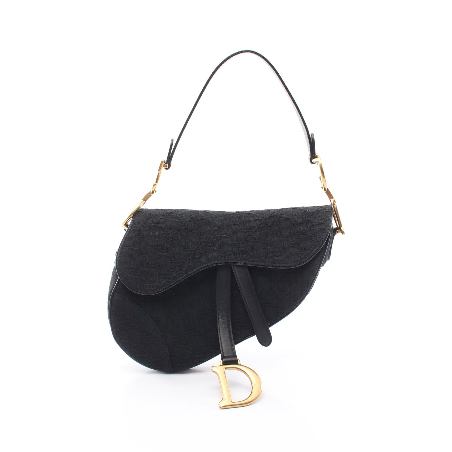 サドルバッグ オブリークジャカード ワンショルダーバッグ キャンバス レザー ブラック クリスチャンディオール バッグ Christian Dior