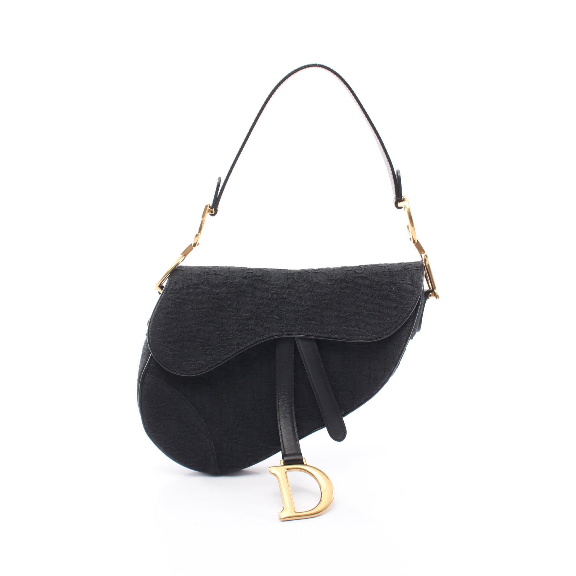 サドルバッグ オブリークジャカード ワンショルダーバッグ キャンバス レザー ブラック クリスチャンディオール バッグ Christian Dior