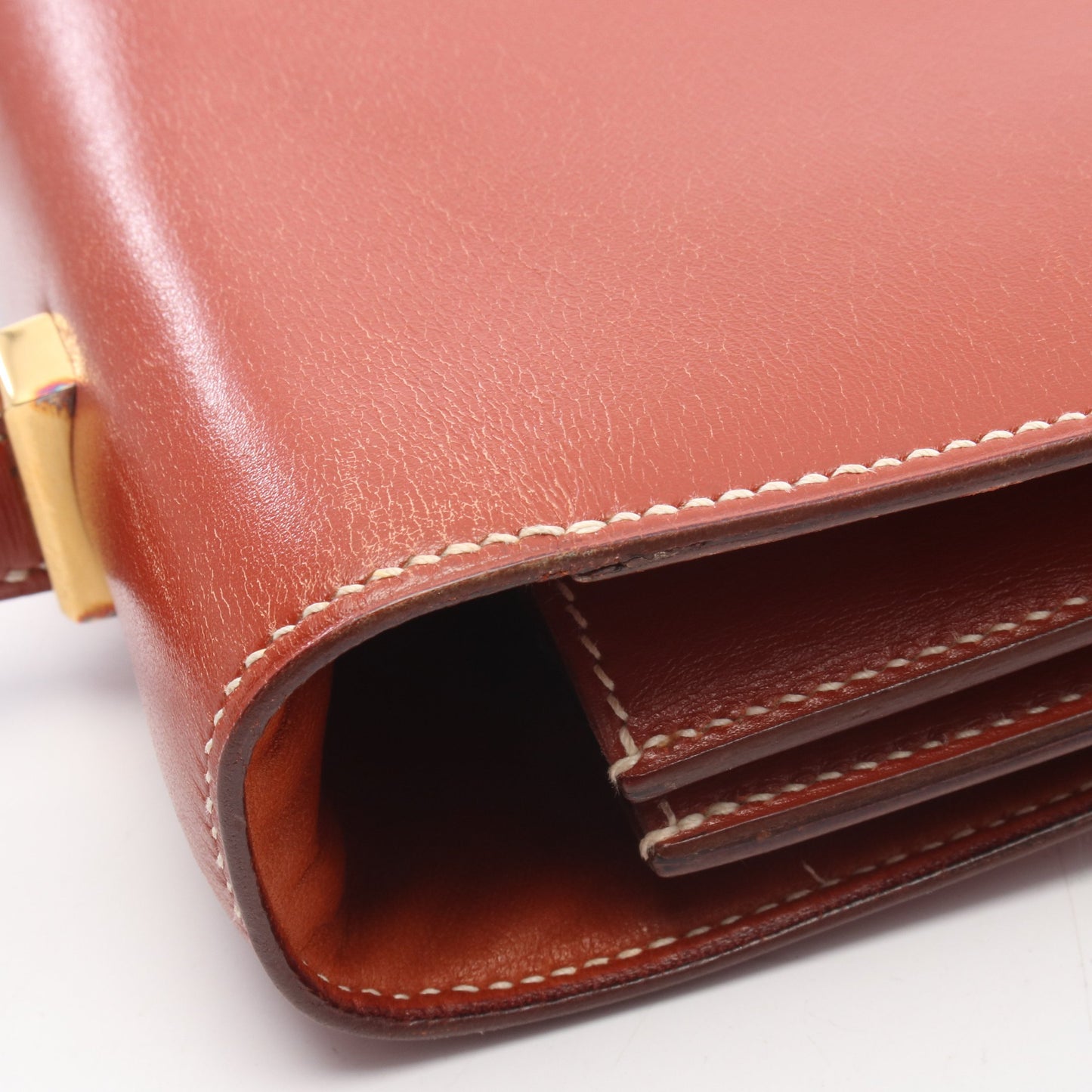 ピアノ ブリック ハンドバッグ ボックスカーフ ブラウン ゴールド金具 ○V刻印 エルメス