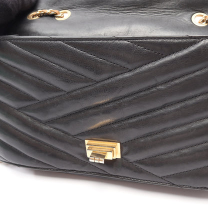 バイアスステッチ チェーンショルダーバッグ レザー ブラック ゴールド金具 シャネル バッグ CHANEL