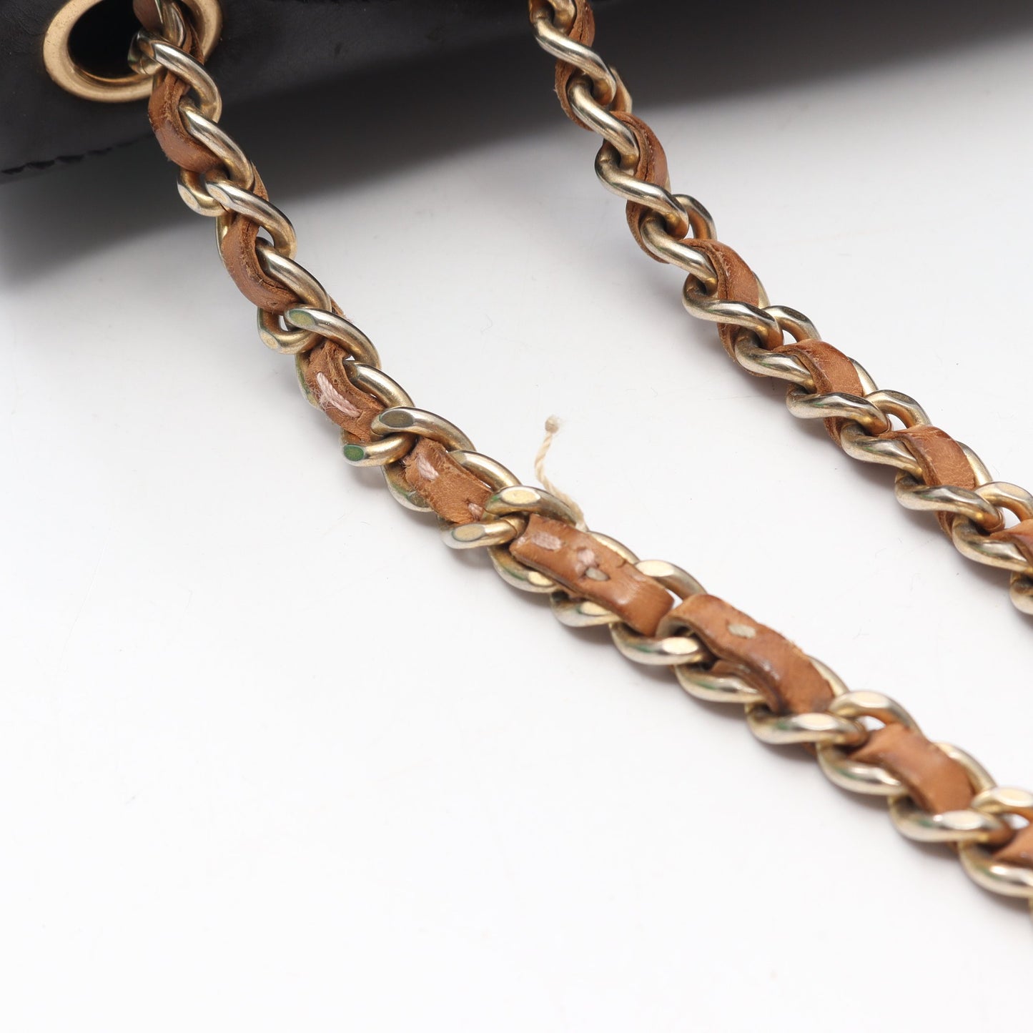 バイアスステッチ チェーンショルダーバッグ レザー ブラック ゴールド金具 シャネル バッグ CHANEL