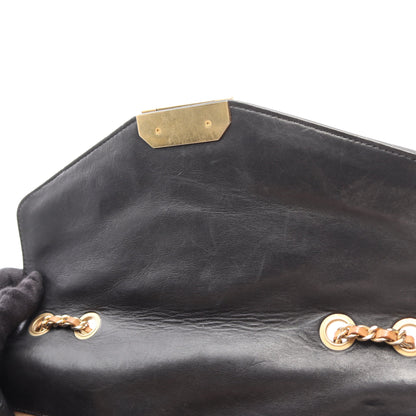 バイアスステッチ チェーンショルダーバッグ レザー ブラック ゴールド金具 シャネル バッグ CHANEL