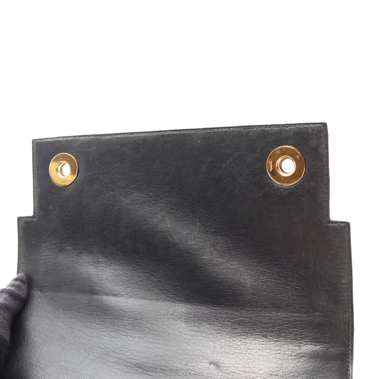 ピアノ25 ハンドバッグ オーストリッチ ブラック ゴールド金具 ○U刻印 エルメス