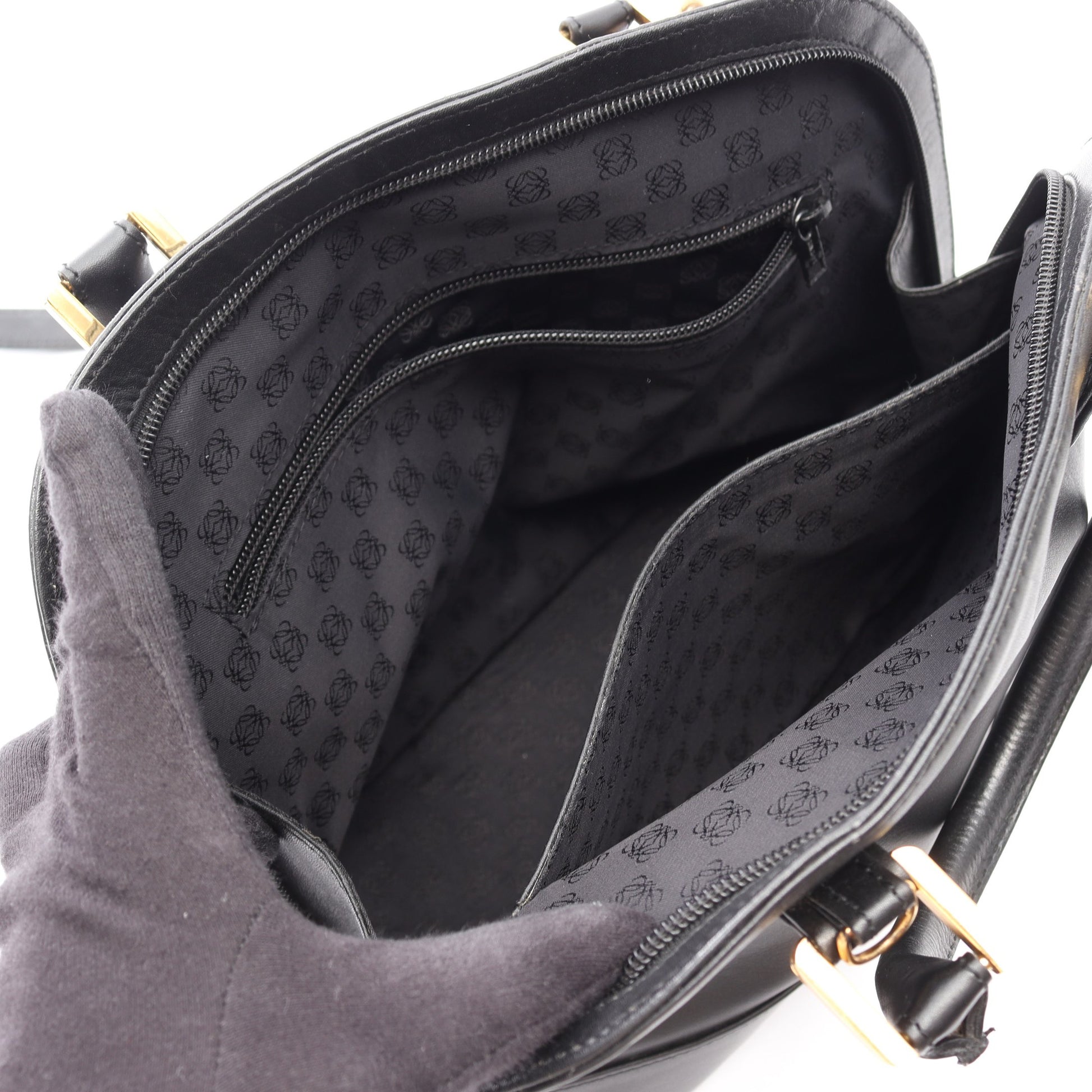 アナグラム 2WAY ハンドバッグ レザー ブラック ロエベ バッグ LOEWE