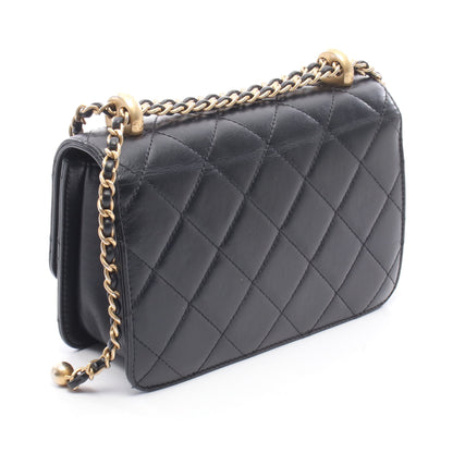 マトラッセ チェーンショルダーバッグ ラムスキン ブラック ゴールド金具 シャネル バッグ CHANEL