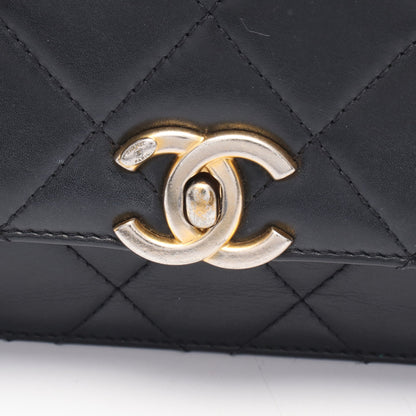 マトラッセ チェーンショルダーバッグ ラムスキン ブラック ゴールド金具 シャネル バッグ CHANEL