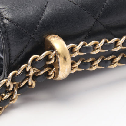 マトラッセ チェーンショルダーバッグ ラムスキン ブラック ゴールド金具 シャネル バッグ CHANEL