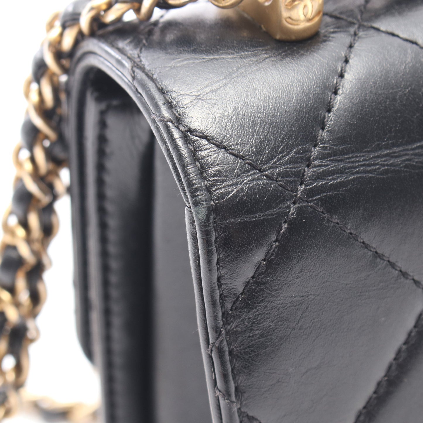 マトラッセ チェーンショルダーバッグ ラムスキン ブラック ゴールド金具 シャネル バッグ CHANEL
