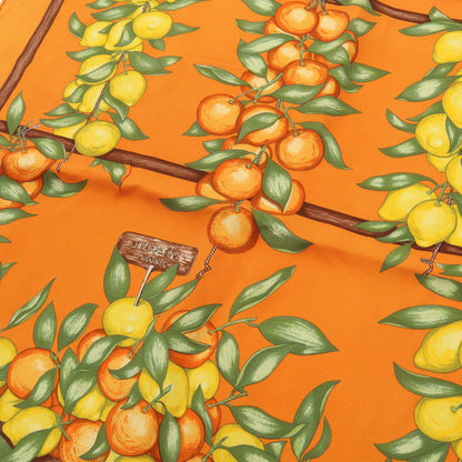 プチカレ カレ45 Oranges et Citrons スカーフ シルク オレンジ イエロー マルチカラー エルメス