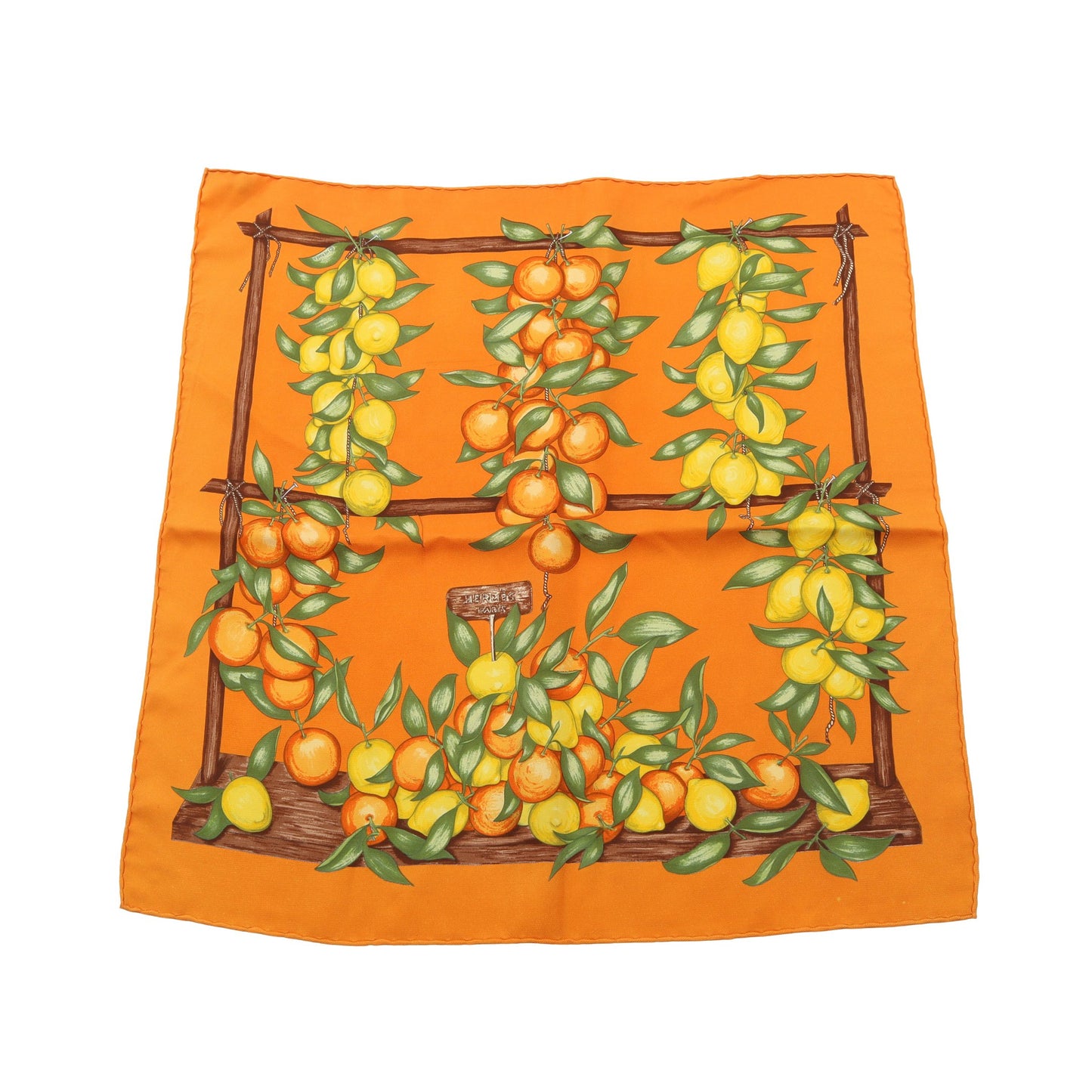 プチカレ カレ45 Oranges et Citrons スカーフ シルク オレンジ イエロー マルチカラー エルメス