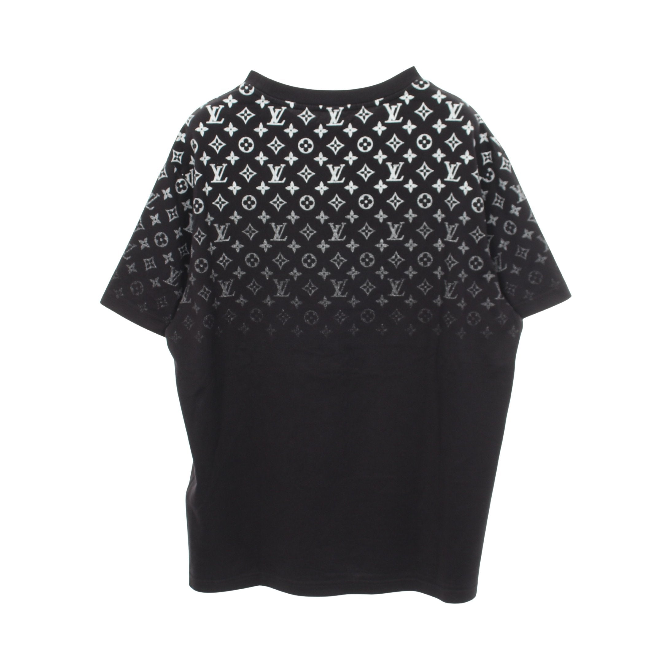 ルイヴィトン モノグラムニットTシャツ 半袖 モノグラムグラディエント 半袖Tシャツ コットン ブラック ルイ
