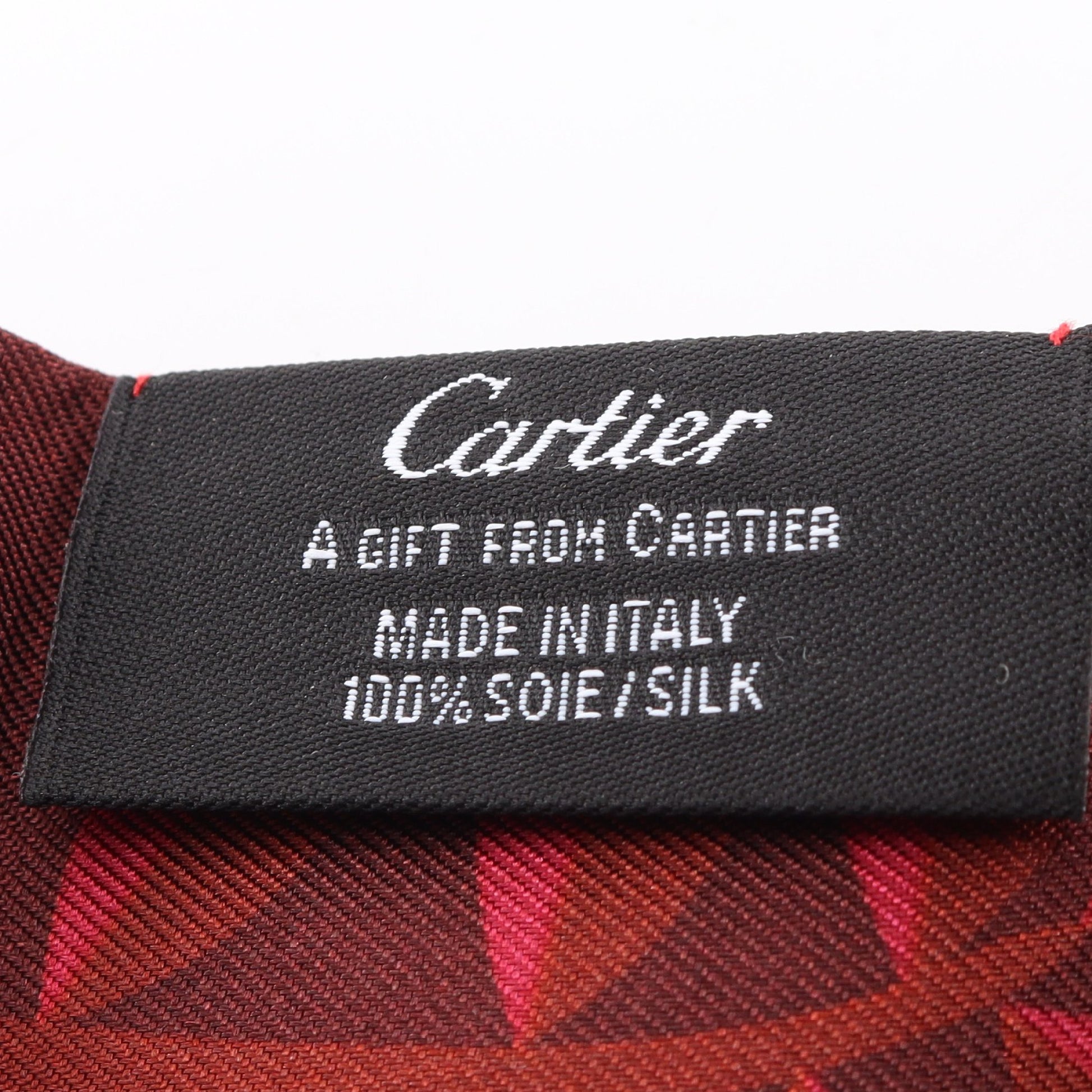 バンドー パンテール リボン スカーフ シルク ボルドー バーガンディ マルチカラー カルティエ 財布・小物 Cartier