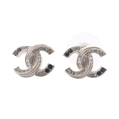 ココマーク ピアス ラインストーン シルバー クリア ブラック 18C シャネル アクセサリー CHANEL