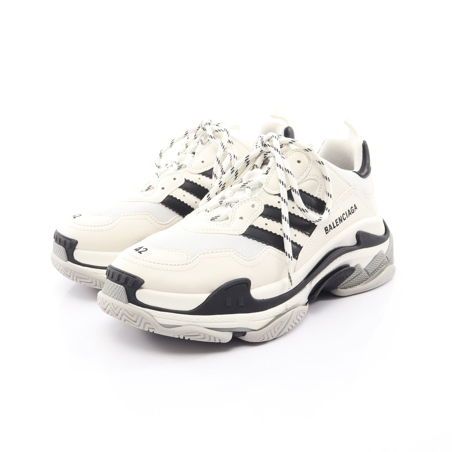 BALENCIAGA × adidas TRIPLE S トリプルS スニーカー レザー ファブリック ホワイト ブラック バレンシアガ