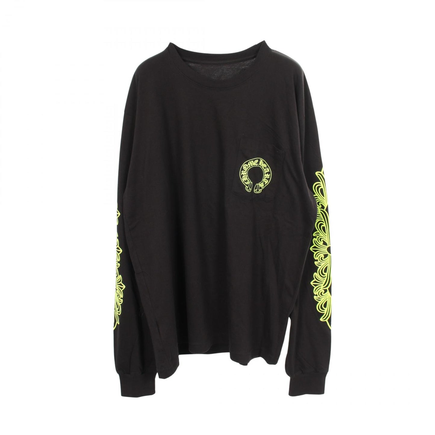 フローラルクロス ホースシュー 長袖Tシャツ コットン ブラック イエロー クロムハーツ