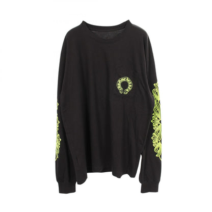 フローラルクロス ホースシュー 長袖Tシャツ コットン ブラック イエロー クロムハーツ