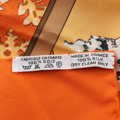 カレ90 neige d’antan スカーフ シルク オレンジ マルチカラー エルメス 財布・小物 HERMES