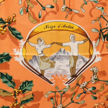 カレ90 neige d’antan スカーフ シルク オレンジ マルチカラー エルメス 財布・小物 HERMES