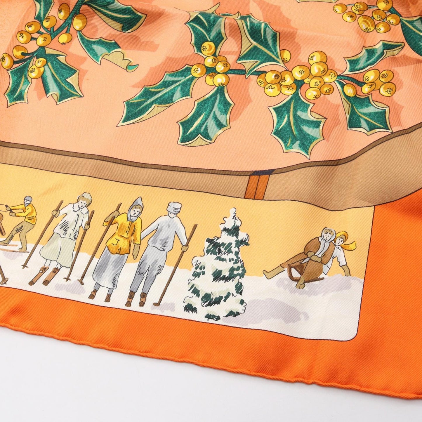 カレ90 neige d’antan スカーフ シルク オレンジ マルチカラー エルメス 財布・小物 HERMES