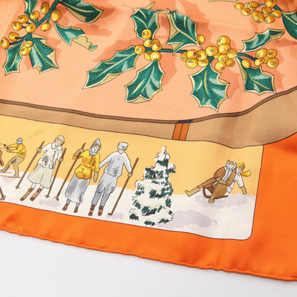 カレ90 neige d’antan スカーフ シルク オレンジ マルチカラー エルメス 財布・小物 HERMES