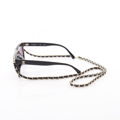 ココマーク チェーン付き サングラス レザー GP ブラック ゴールド シャネル 財布・小物 CHANEL