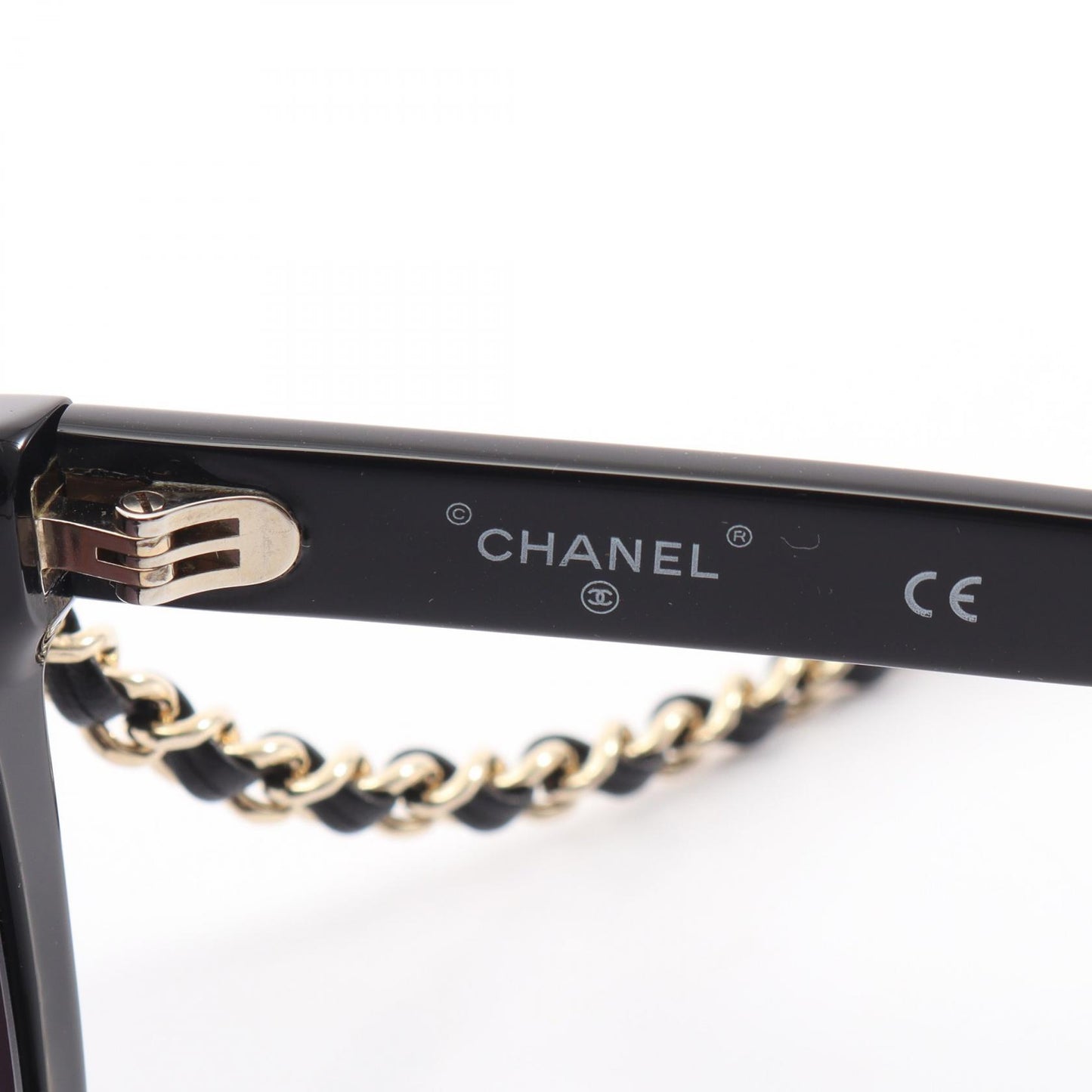 ココマーク チェーン付き サングラス レザー GP ブラック ゴールド シャネル 財布・小物 CHANEL
