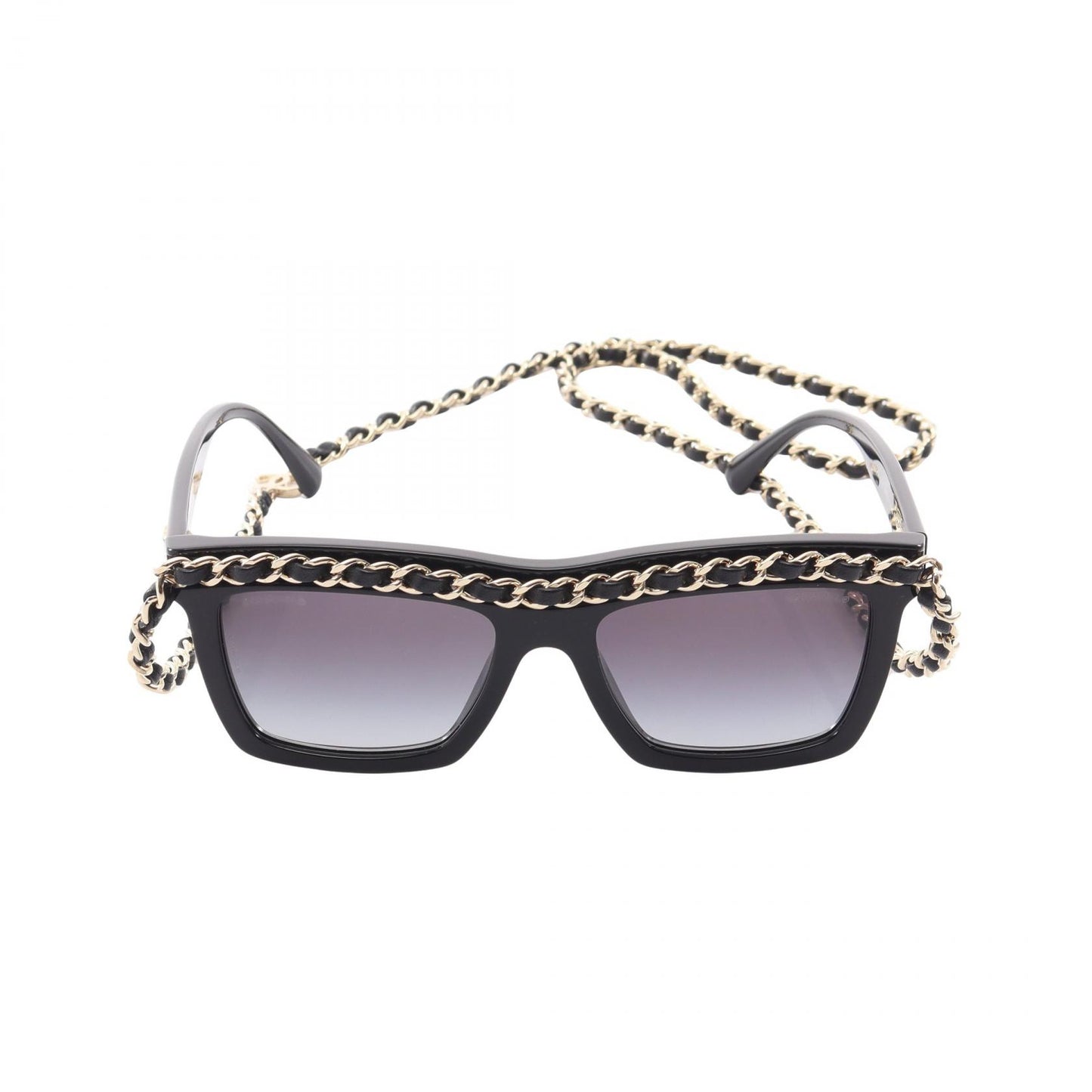 ココマーク チェーン付き サングラス レザー GP ブラック ゴールド シャネル 財布・小物 CHANEL