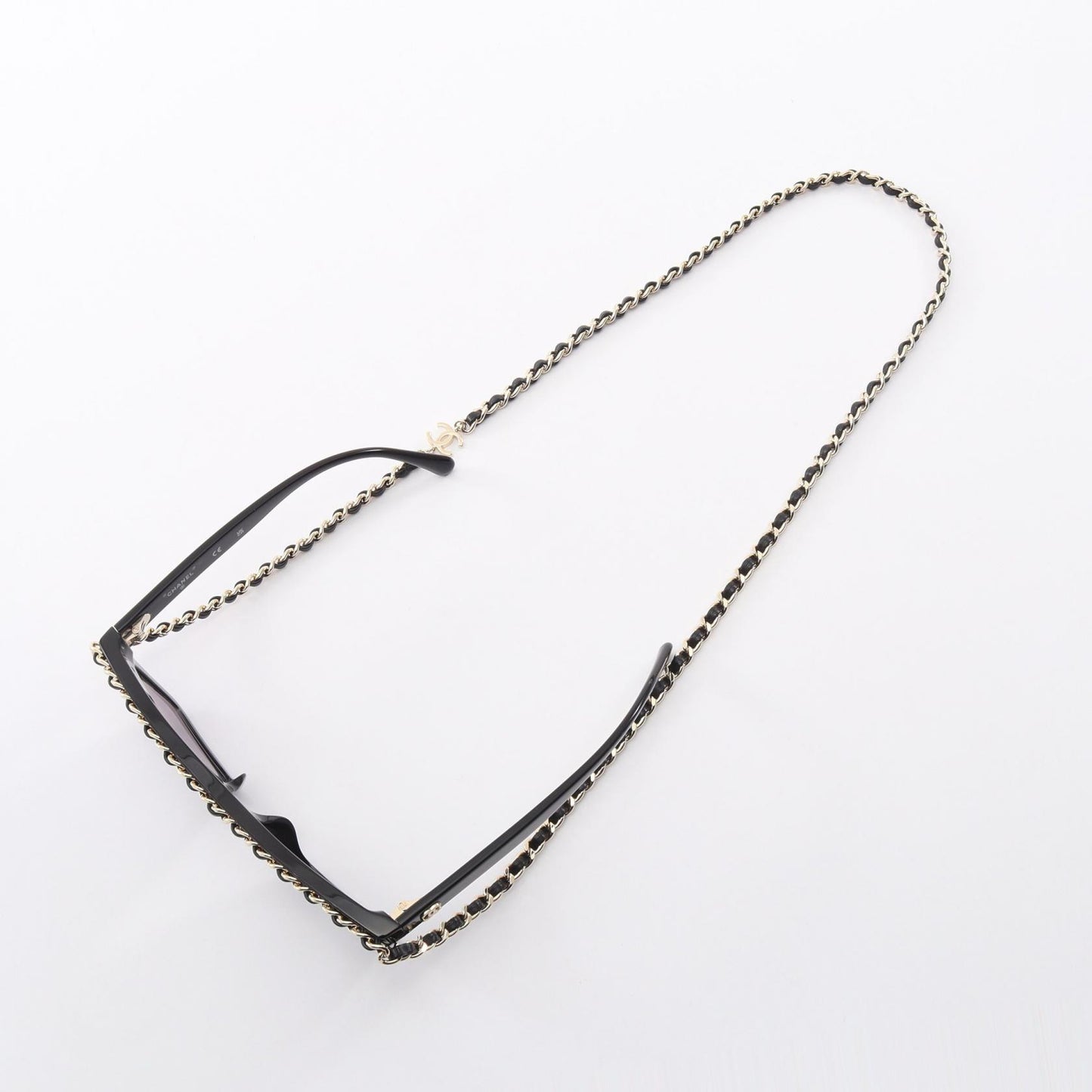 ココマーク チェーン付き サングラス レザー GP ブラック ゴールド シャネル 財布・小物 CHANEL