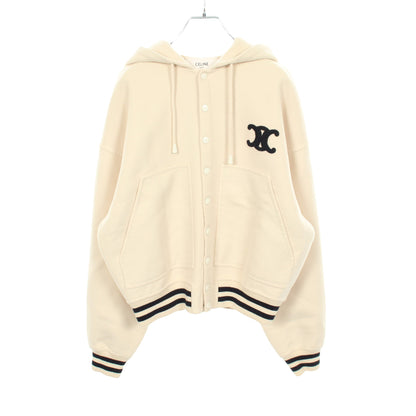 トリオンフ テディブルゾン フード付き ジャケット カシミヤ アイボリー ダークネイビー セリーヌ
