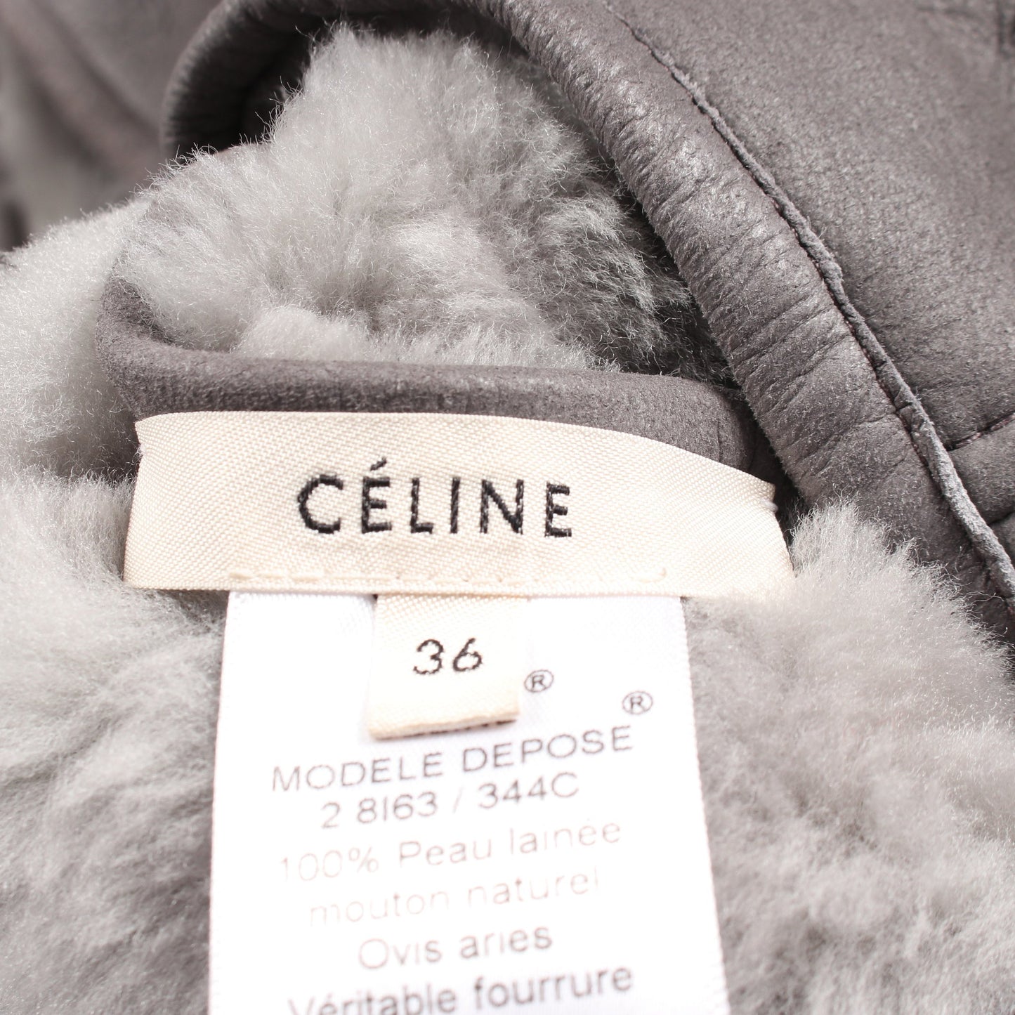 リバーシブル ムートンコート ムートン グレー セリーヌ